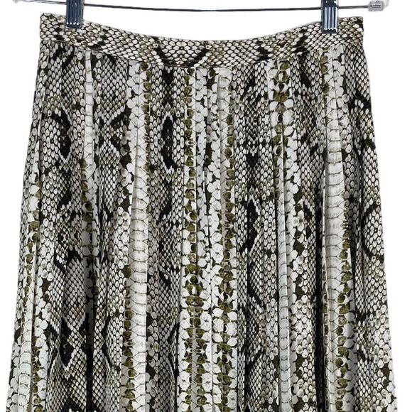 J Crew Snake Print Pleated Midi Skirt Size 4 Tall NEW - Picture 2 of 8
